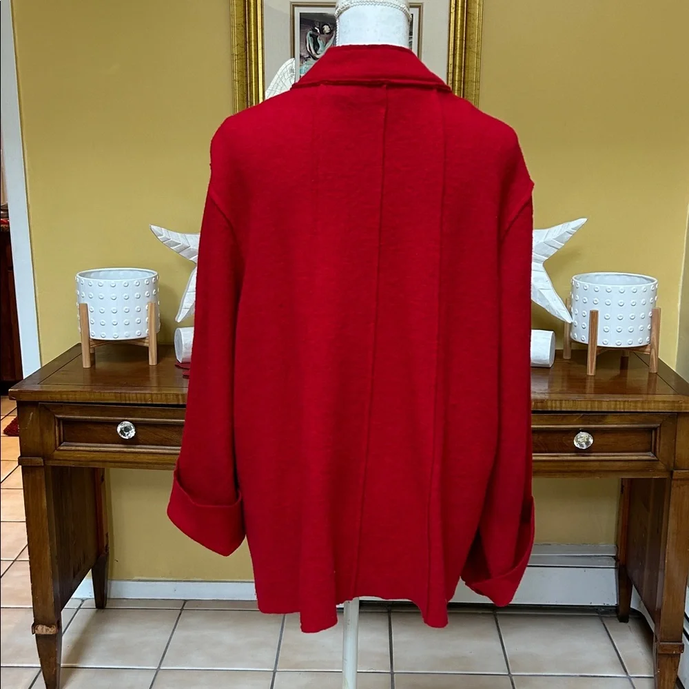 Coldwater Creek Women’s Vintage Artsy Wool Blend Red Holiday Jacket Coat Size 1X - Picture 9 of 15